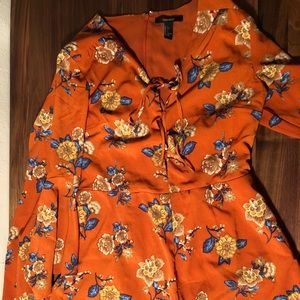 Orange Floral Romper